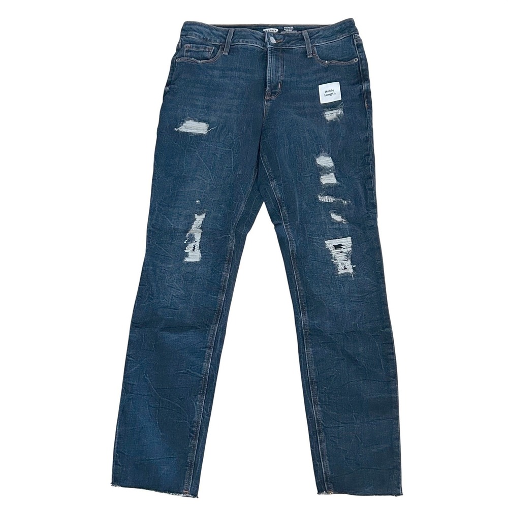 Old‎ Navy Rockstar Jeans Wms 6 Blue Distressed High Rise Skinny Ankle Edgy Denim